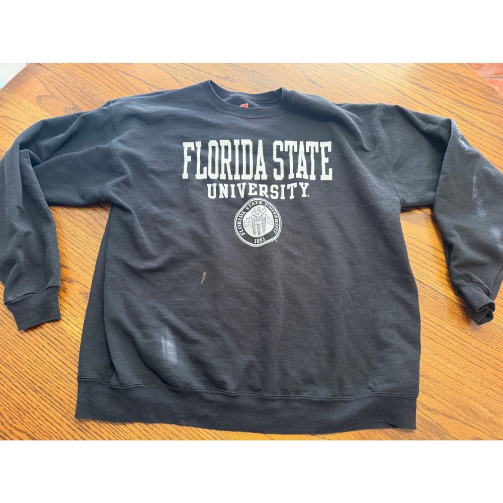 Hanes EcoSmart Florida State University FSU Sweatshirt Black Large Collegiate